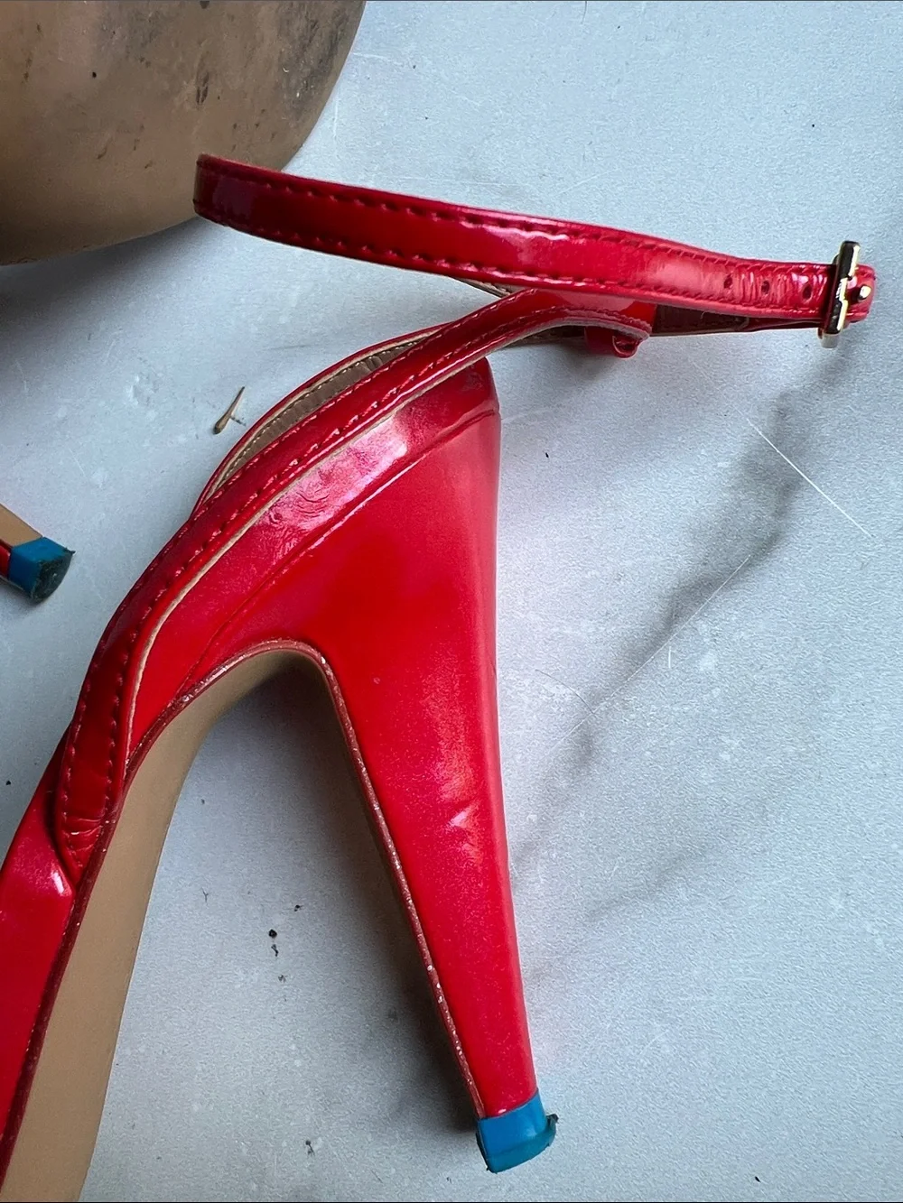 Zara Red High Heel Sandals with Multicolor Braided Straps size 37 fits size 6 - Picture 4 of 13